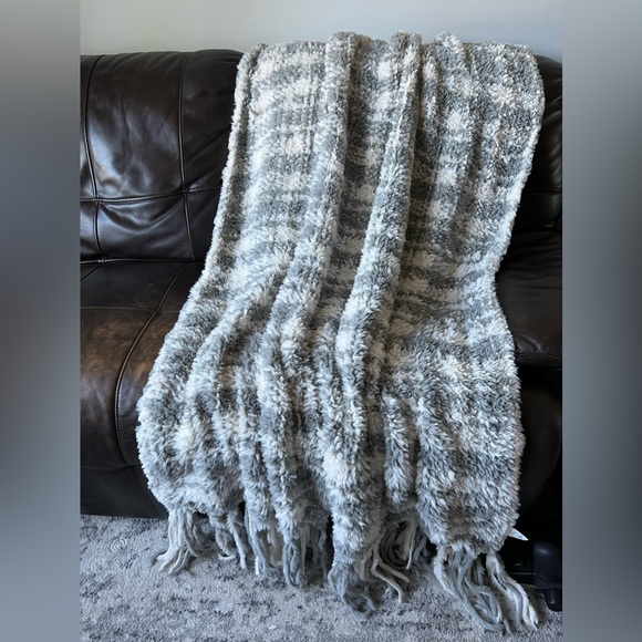 Fur Blanket Ugg Blanket Plaid NWT UGG Billy LIGHT ICE BLUE/Ivory